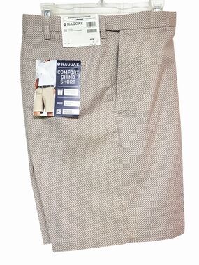 Haggar Comfort Chino Shorts Expandable Waistband Stretch Fabric Men’s 40W – NWT